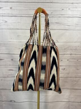 Bonhomía Boho Beach Tote Bag Woven Ikat Tribal Market Handmade Style Carryall